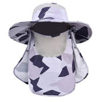 Sun Hats for Men Women Fishing Hat UPF 50+ Breathable Wide Brim Summer UV Protection Hat with Face Cover & Neck Flap (Camo Light Grey(with Face Cover & Neck Flap ))