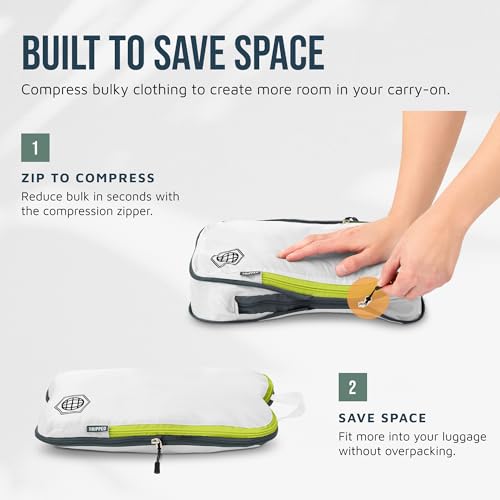 Compression Packing Cubes for Carry (2 Piece / White/Green)