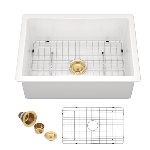 27"x19" White Undermount Sink (27"x19"x10" / White Gold)