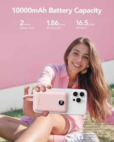 Mini Portable Charger with Built (Pink)