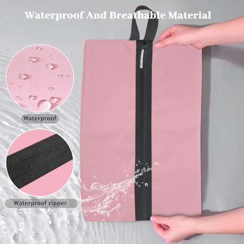 Shoe Bags for Travel Large Capacity Oxford Fabric Portable Shoe Bags (Pink / 16.5 × 9.8 Inches | 1-Pack)