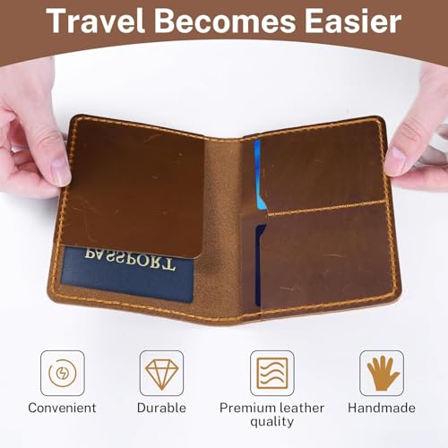 Premium Leather Passport Holder for Travel (Brown)