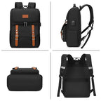 Vintage Backpack Travel Laptop Backpack with usb Charging Port for Women & Men College Backpack Fits 15.6 Inch Laptop Black Brown (Black&brown)