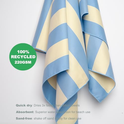 Microfiber Beach Towel (V-sea Salt Stripe / Extra Large(67x35"))