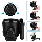 Stroller Cup Holder with Phone Holder (All Black Carbon Fiber Texture)