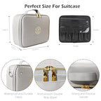 Travel Makeup Bag Cosmetic Bag Makeup Organizer Bag with Lighted Mirror (Silver / Woven)