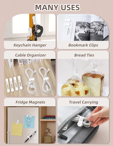 Reusable Silicone Magnetic Cord Ties (M-size / White)