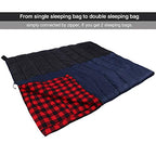 Cotton Flannel Sleeping Bag for Adults (Red Plaid with 2lbs Filling)