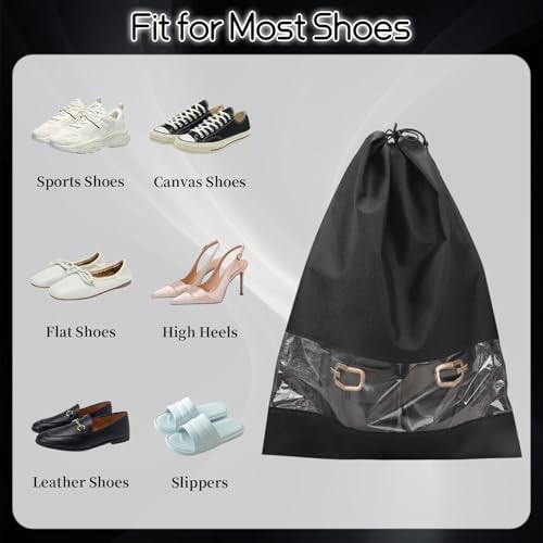 12 Pcs Portable Travel Shoe Bags (Black)