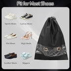 12 Pcs Portable Travel Shoe Bags (Black)