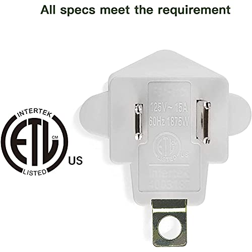 8 Pack ETL Listed 3 Prong to 2 Prong Adapter Converter (8 Pack / A-Ivory White)