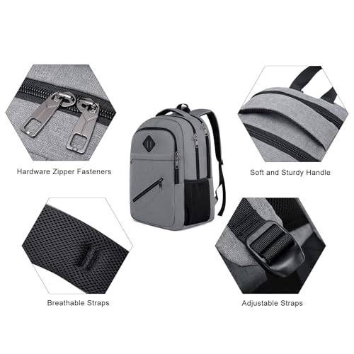 Backpack School Backpacks for Teen Boys & Girls (Grey / 17.3 Inch)