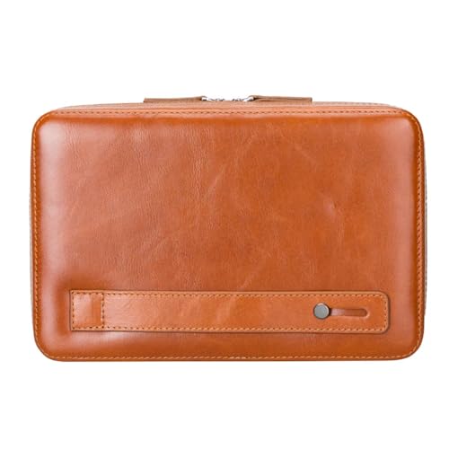 Medicine Handmade Leather Cable Organizer Bag (Tan)