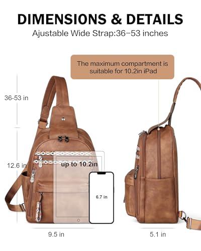 Large Sling Bag for Women (1 Brown Retro Style)