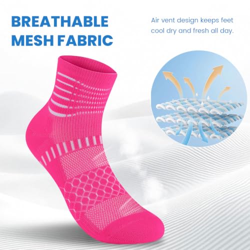 Ankle Compression Socks Women Men Plantar Fasciitis Relief 3 Pairs (Large / Hot Pink+white-hot Pink+purple(3 Pairs))