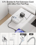 6 USB 3 USB C (White-6 USB 24W-5ft)