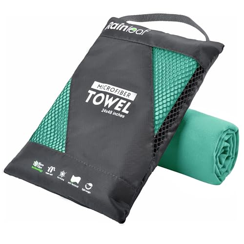 Microfiber Towel Quick Dry Camping & Travel & Gym Towel. Compact (Apple Green / 24.00" x 12.00")