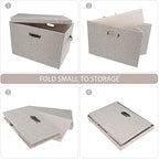 Storage Bins with Lids Fabric Closet Organizers Cubes Office Organization (Beige / Large -5 Pack)