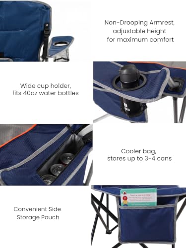 2 Pack Padded Oversized Camping Chair Heavy Duty for Adults (Twin Pack / Blue)
