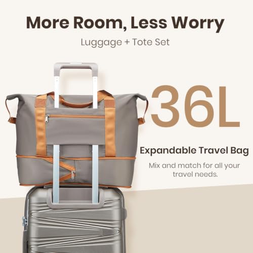 Luggage Sets 6 Piece Expandable Suitcase (Champagne / 6 Piece Set (14in/20in/24in/28in/DB/TB))