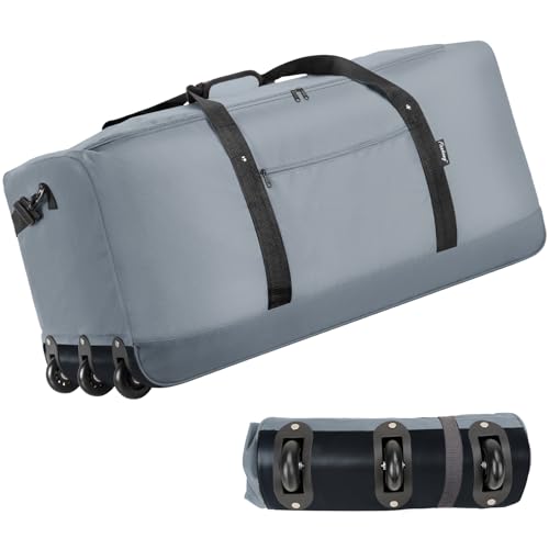 120L Foldable Rolling Duffel Bag with 3 Wheels (Large / Grey)