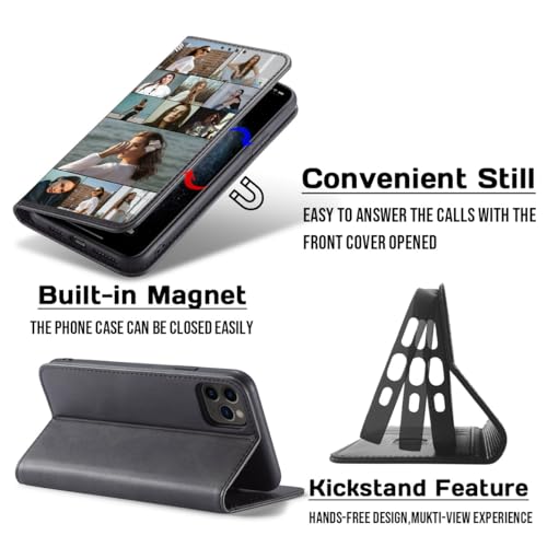 Personalized Gift Wallet Case Compatible with iPhone Air 17 16 15 Plus 14 13 Pro Max XS 12 11 Phone with Money Card Holder (Black-K)
