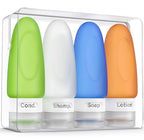 Leak Proof Travel Bottles (2oz 4pc - White,Blue,Green,Orange)