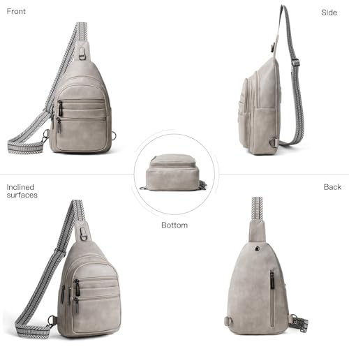 Sling Bag for Women Crossbody Bags Fanny Packs Sling Purse Backpack Shoulder Bag Vegan Leather Chic Gifts Travel Handbag Light Grey (Light Grey)