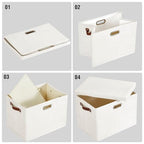 17" Large Fabric Storage Box with Lids (White / Large -2 Pack)