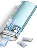 Metal Pill Organizer 2 Times a Day (Blue / Standard Size + Handle)