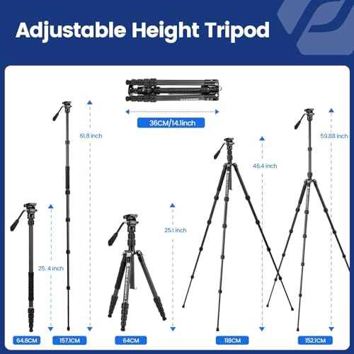59" Carbon Fiber Travel Tripod (Black / 62" Video (Carbon Fiber))