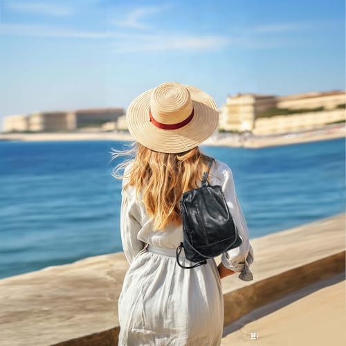 Small Women Backpack Purse PU Leather Anti (Black / Small)
