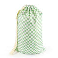 Laundry Bag Backpack for Dorm & Travel (Green White Checkered)
