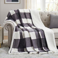 Sherpa Blanket Fleece Throw Blanket Full Queen Plaid Thick Bed Blanket (Dark Grey Checkered / 80"*90")