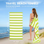 Microfiber Beach Towel Sand (X-light Green Stripes / Large(60x30"))