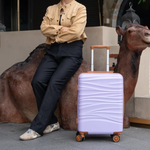 28'' Large Checked Luggage with Dual Spinner Wheels (Purple)