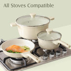 23 PCS Non Toxic Ceramic Cookware Set (Antique White / Large)