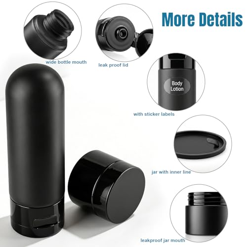 8 Pack Travel Bottles for Toiletries with Case (Black)