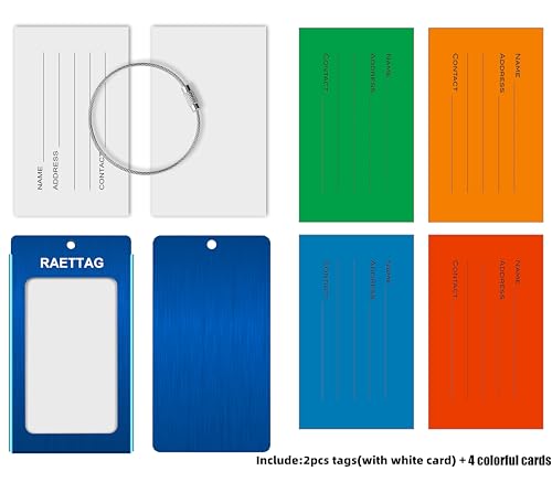 Luggage Tags Metal Suitcase Tags Travel Bag ID Identifier Luggage Tag (2-pack - Blue)