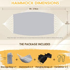 Cotton Camping Hammock Portable with Tree Straps Holds 660lbs (Grey)