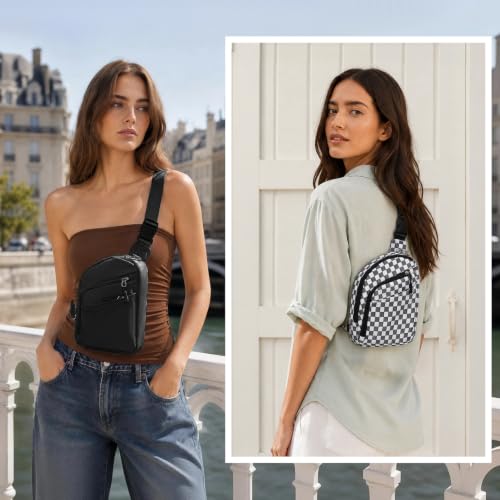 Anti Theft Crossbody Bags Small Crossbody Sling Bag for Women & Men (Black White Gingham)
