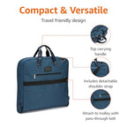 Carry On Garment Bag for Travel and Business Trips with Detachable Shoulder Strap (Navy)