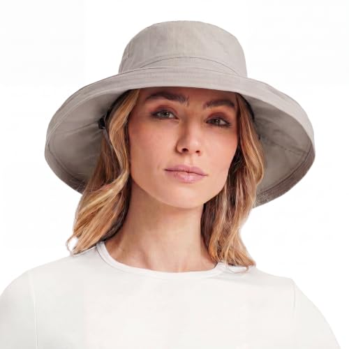 UVCoolix Women's UPF 50+ Wide Brim Cooling Sun Hat (Medium-Large / Grey)