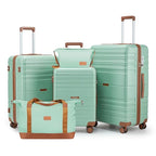 Luggage Sets with Spinner Wheels (Light green / 5 piece sets(20/24/28/DB/TB))