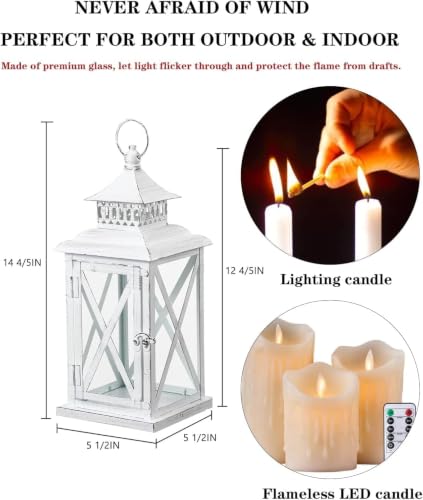 Lantern Decorative Indoor & Outdoor (White / 14.8'' / 2 Pc)