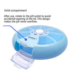 Weekly Pill Organizer 7 Compartment Rotating Pill Box for Daily (Sky Blue)