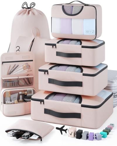 8 Set Packing Cubes for Travel Essentials (01 Cream)
