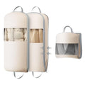 2 Pack 43" Space Saving Garment Bags for Hanging Clothes With Compression Zipper Carry Handles and Window (Beige / 43" 2 Pack)