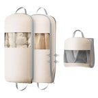 2 Pack 43" Space Saving Garment Bags for Hanging Clothes With Compression Zipper Carry Handles and Window (Beige / 43" 2 Pack)