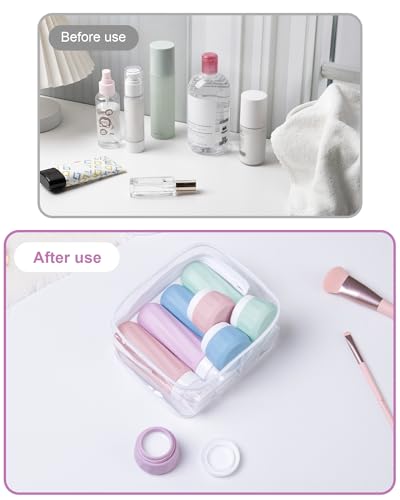 Travel Bottles for Toiletries 8 Pack (3 Ounce bottle 1 Ounce jar / Early Hours)